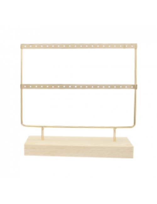 Oorbellenrekje 2 lagen | goud/hout