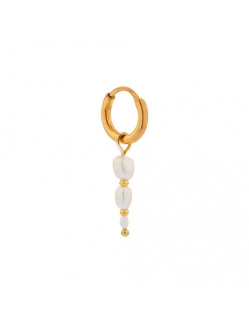 Oorbel Triple Pearl Hoop | goud