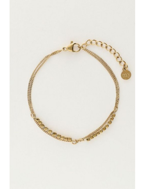 Armband Dubbel Goud | vierkantjes