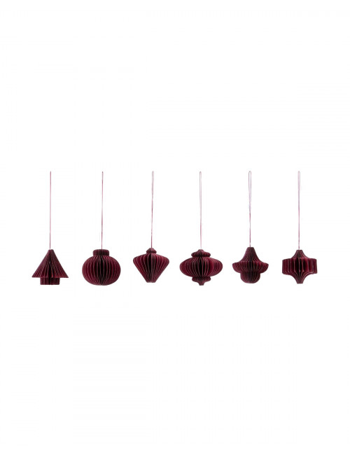 Papieren Ornamenten (set van 6) | burgundy