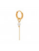 Oorbel Pearl Chain Hoop | goud