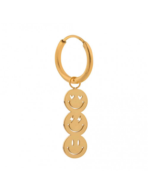 Oorbel Happy Smiley Hoop | goud