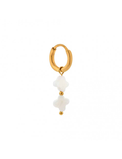 Oorbel White Clover Hoop | goud