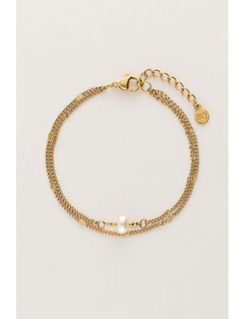 Armband Dubbel Goud | muntjes/parels