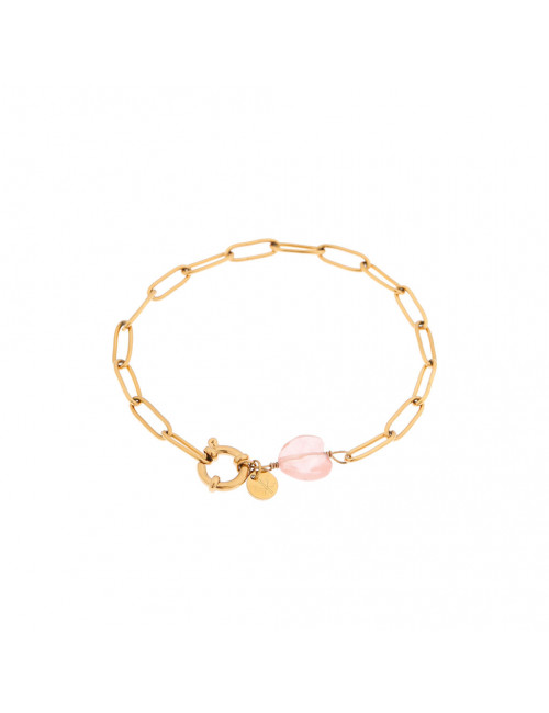 Armbandje Hold On Pink Heart | goud