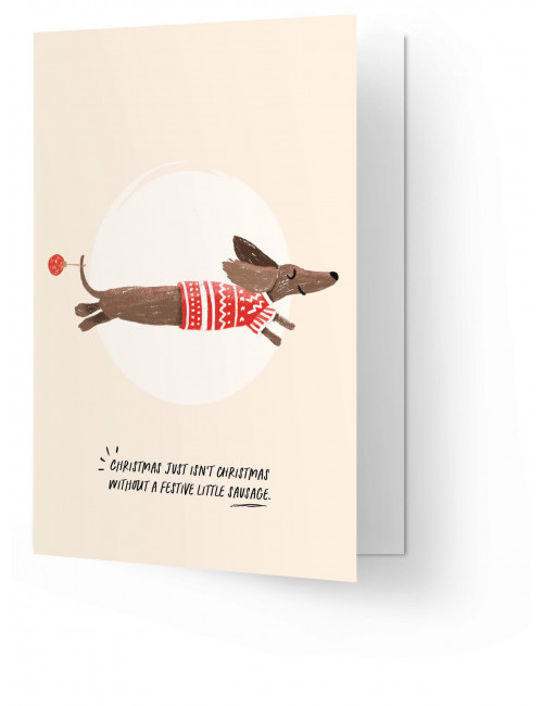 Wenskaart | festive sausage