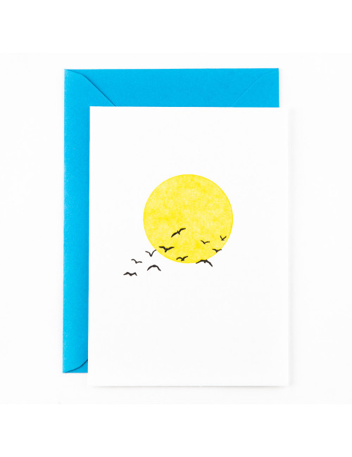 Wenskaart | birds flying in the sun