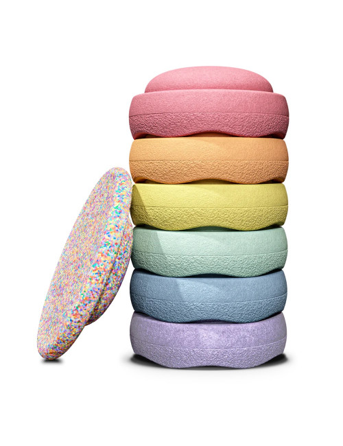 Stapelstein 6 + 1 | super confetti rainbow set/pastel