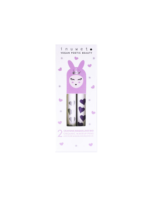 Kindermake-up Potloden Duo Set | wit/paars