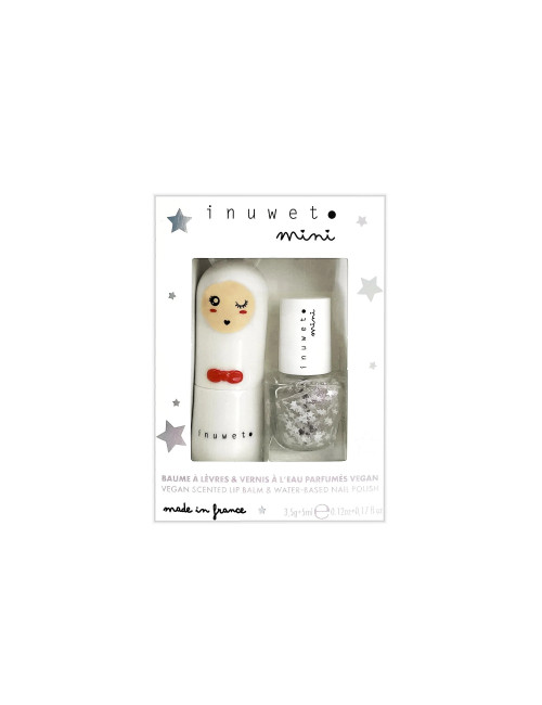 Duo Set Lippenbalsem & Nagellak | wit/sterretjes
