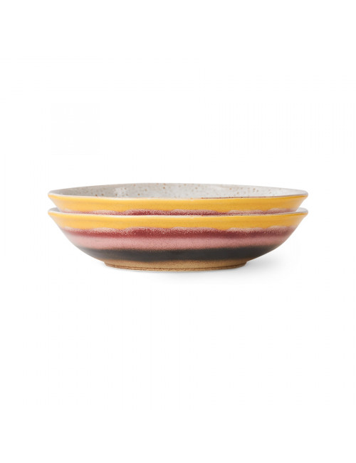 Ceramic 70's Curry Bowls | hibiscus