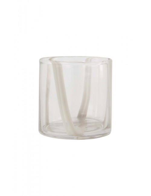 Theelichthouder M | strepen/beige