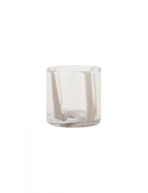 Theelichthouder S | strepen/beige