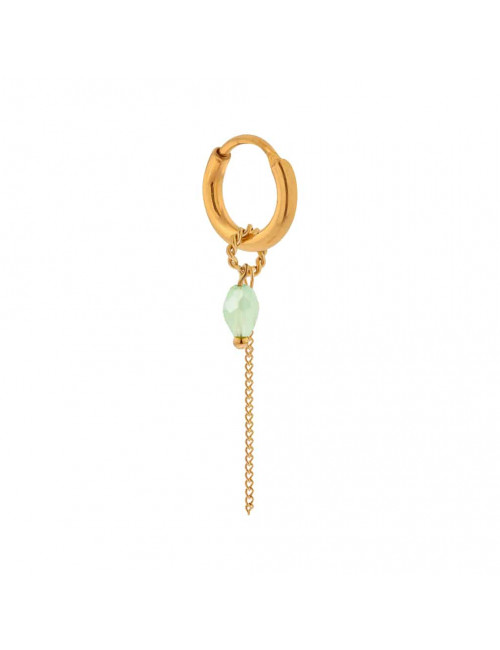 Oorbel Chain Light Green Drop Hoop | goud