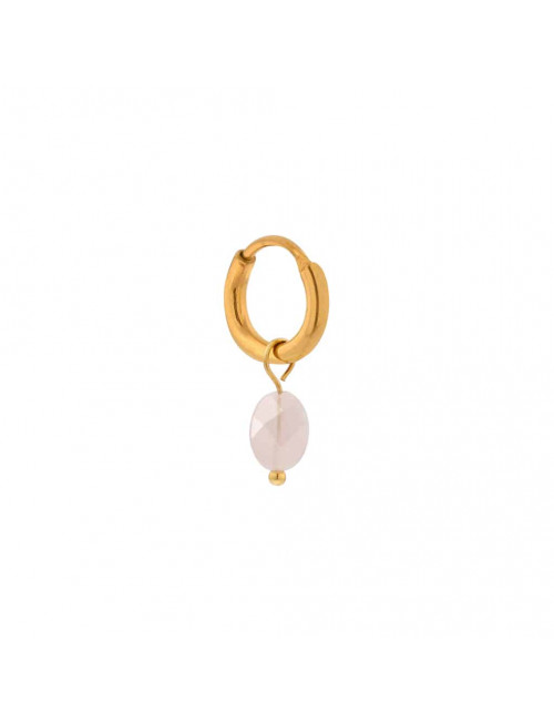 Oorbel Light Pink Oval Hoop | goud