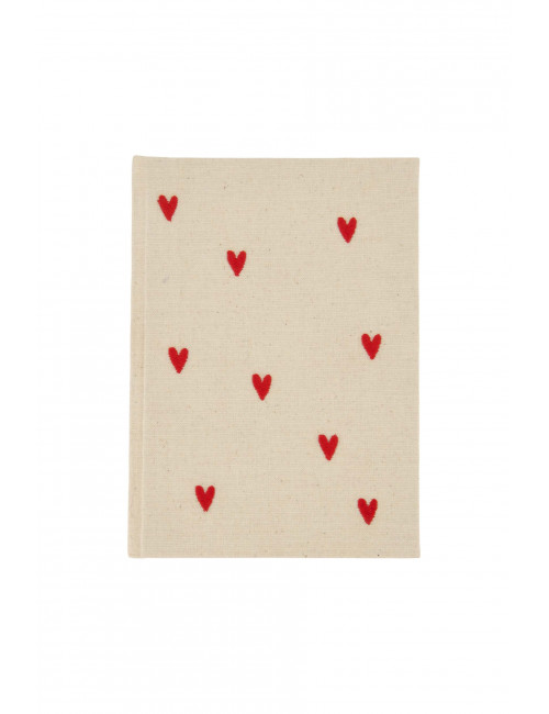 Notitieboek Linnen | rood/hartjes