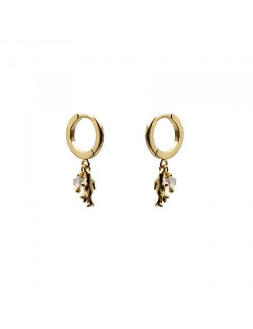 Coral Hoops Oorbellen | goud/labradorite