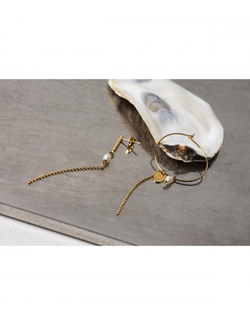 Asymmetrische Oorbellen Goud Vipy | creool/parel