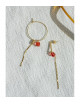 Asymmetrische Oorbellen Goud Vipy | creool/kristal/roze
