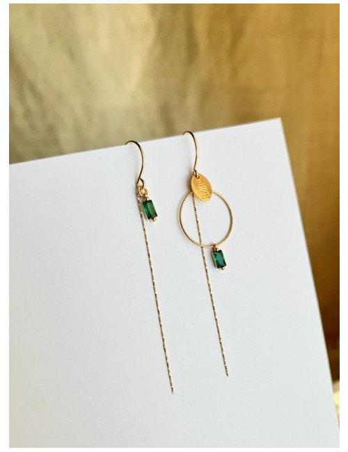 Asymmetrische Oorbellen Venus | goud/groen