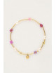 Bracelet beads flowers pink purple pearl
