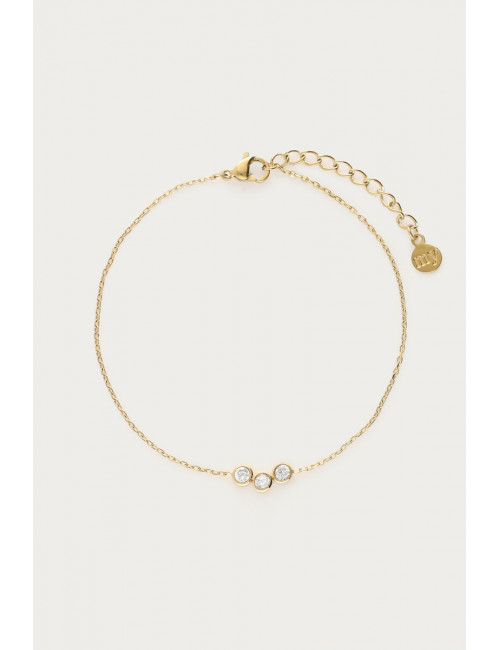Armband 3 Strass Steentjes | goud