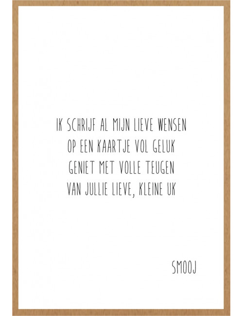 Wenskaart Kleine Uk | ik schrijf al mijn lieve wensen