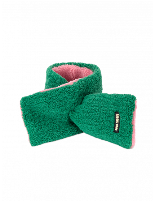 Nekwarmer Schapenvacht | groen/roze