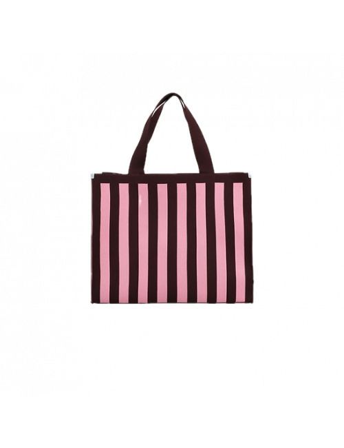 Shopper/Strandtas Knitted Stripes | chocolate/bubblegum