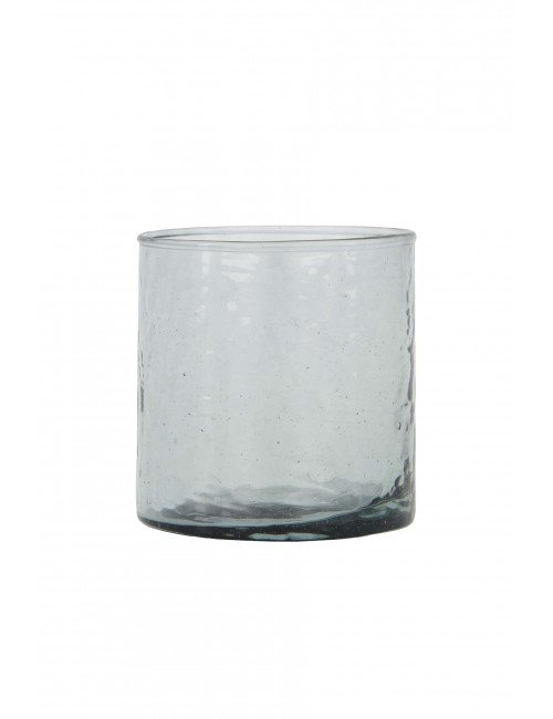 waxinelichthouder hammered glas M grijsblauw