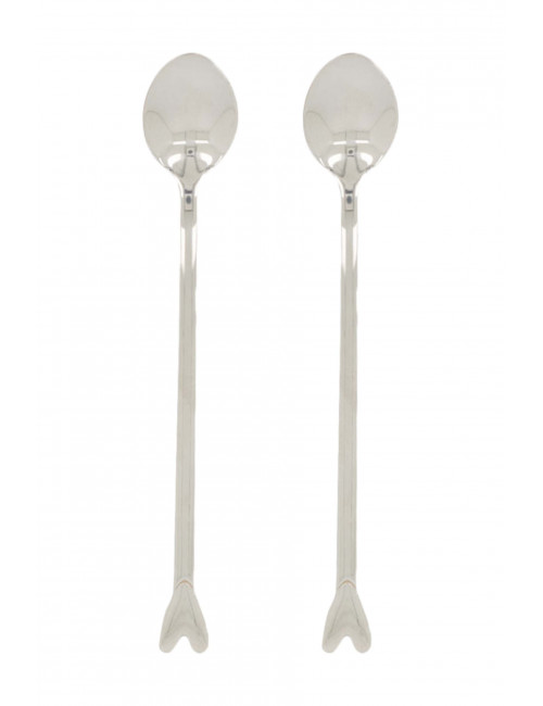 set van 2 lange lepels hartje | zilver