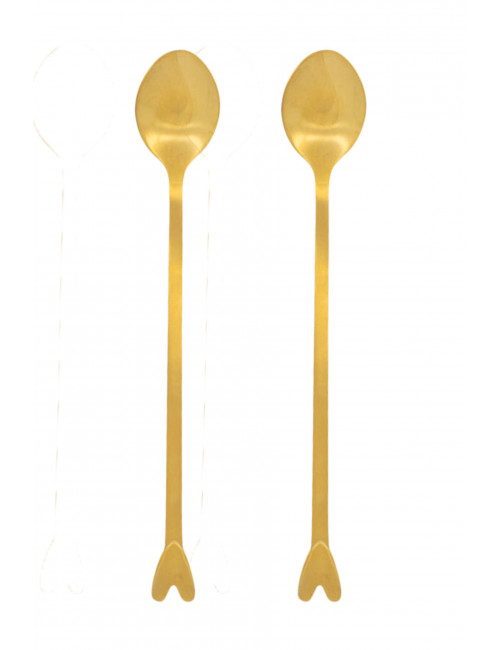 set van 2 lange lepels hartje | goud