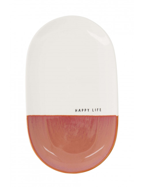 serveerschaal happy life wit/burgundy