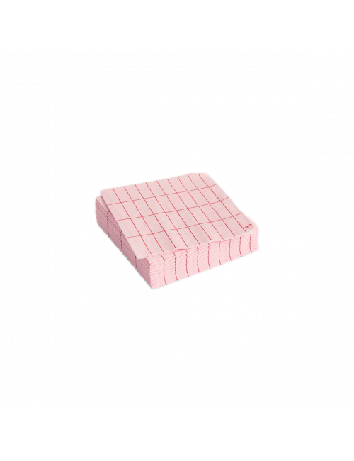 Servetten Cocktail | light pink/red grid