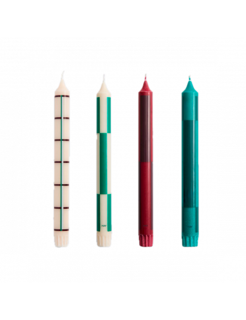 Kaarsen Pattern (set van 4) | greens/bordeaux