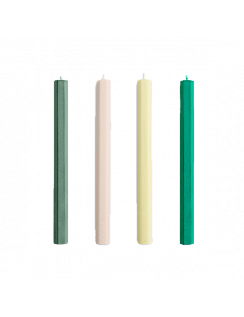 Hexagon Kaars (set van 4) | greens/white