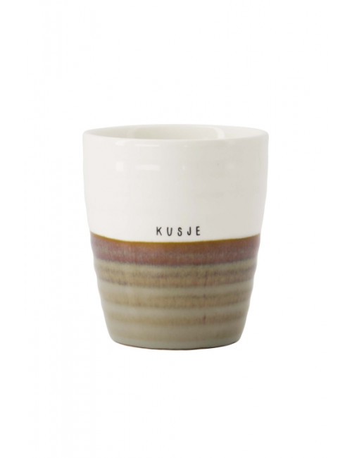 Koffiemok | kusje/grijsblauw/wit