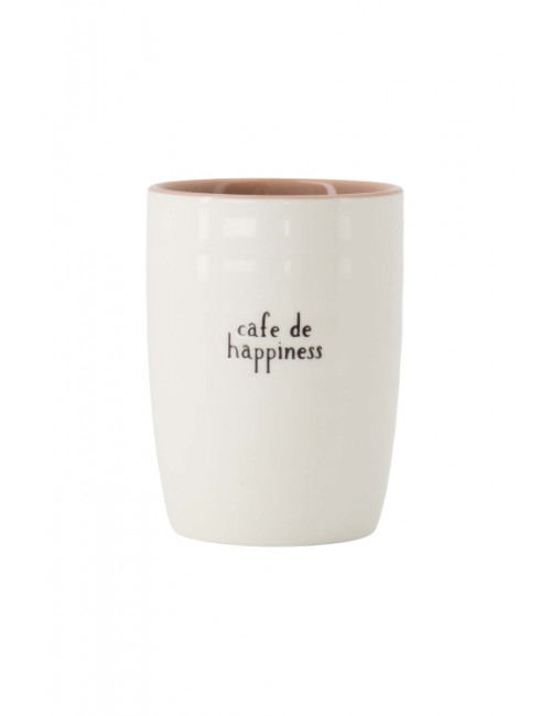 koffiemok cafe de happiness wit/zwart