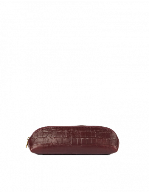 Pennenzak Small | dark cherry croco leder