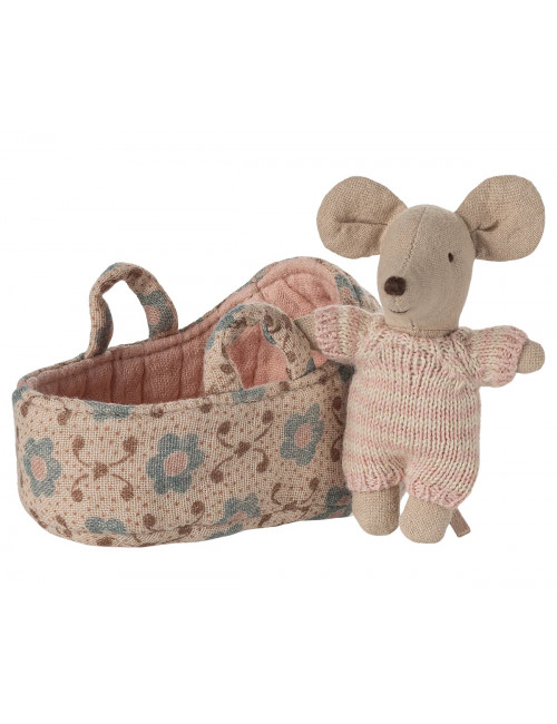 Baby Muis in Draagmandje | rose