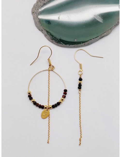 Asymmetrische Oorbellen Goud | pietersiet/goudbruin