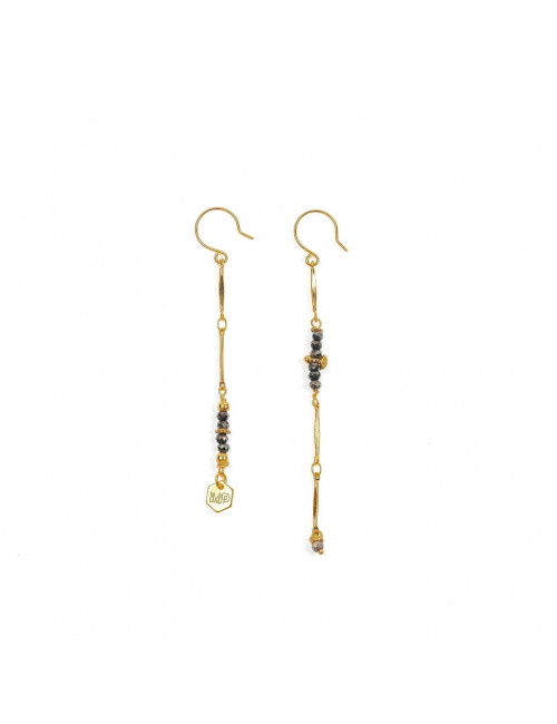 Asymmetrische Oorbellen Goud | pyriet/oog/goudgrijs