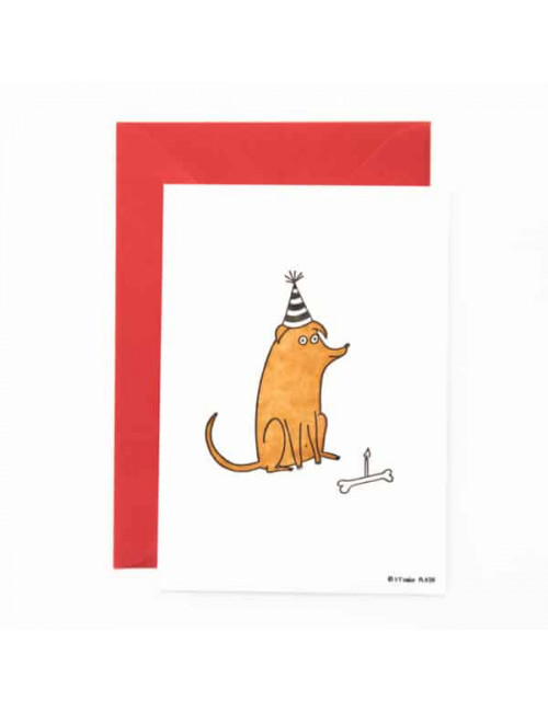 Wenskaart | birthday dog with bone