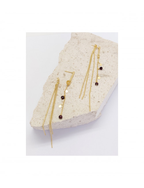 Symmetrische Oorbellen Granaat Ketting & Bolletjesketting | goud