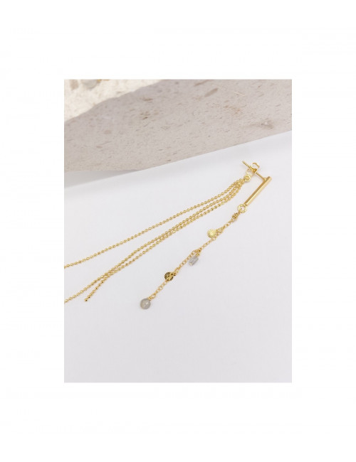 Symmetrische Oorbellen Labradoriet Ketting & Bolletjesketting | goud/grijs