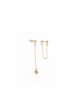 Assymetrische Oorbellen met Ketting en Parelmoer Schelp | goud/wit