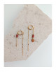 Assymetrische Hoepel Oorbellen met Agaat Steen & Ketting | goud/pyriet