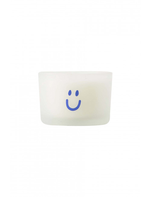 Geurkaarsje Glas | smiley/wit/blauw