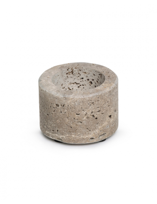 Titanium Travertin Waxinelichthouder Cilinder | small (6x4cm)