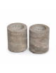 Titanium Travertin Waxinelichthouder Cilinder | medium (6x7cm)